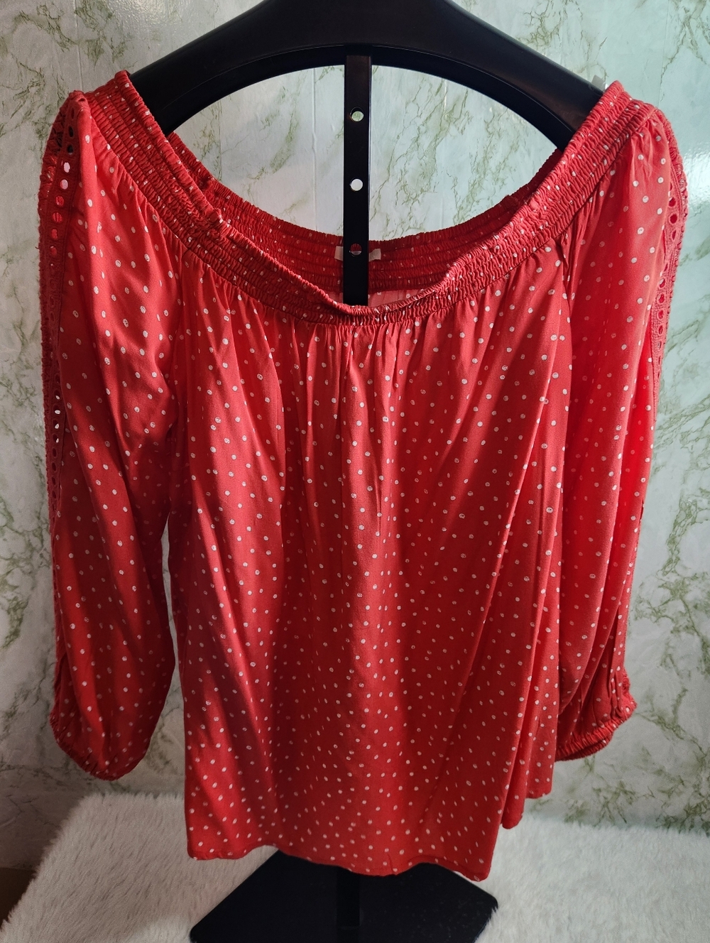 Maurices Lace Trim Polka-Dot Top
